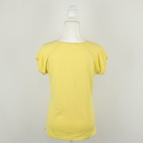 The North Face Women's Medium Yellow Leaf Scoop Neck Puff Sleeve Tech Tee - Picture 3 of 9
